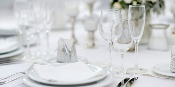 Table set for an event party or wedding reception