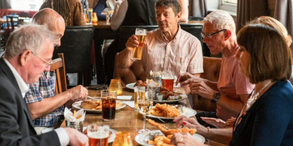 Enjoying a pub lunch together