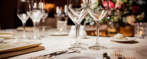 Empty glasses in restaurant