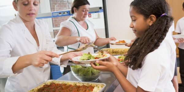 School Cafeteria Served in Line Lunch