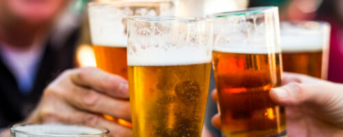 Cheers Celebration Toast with Pints of Beer